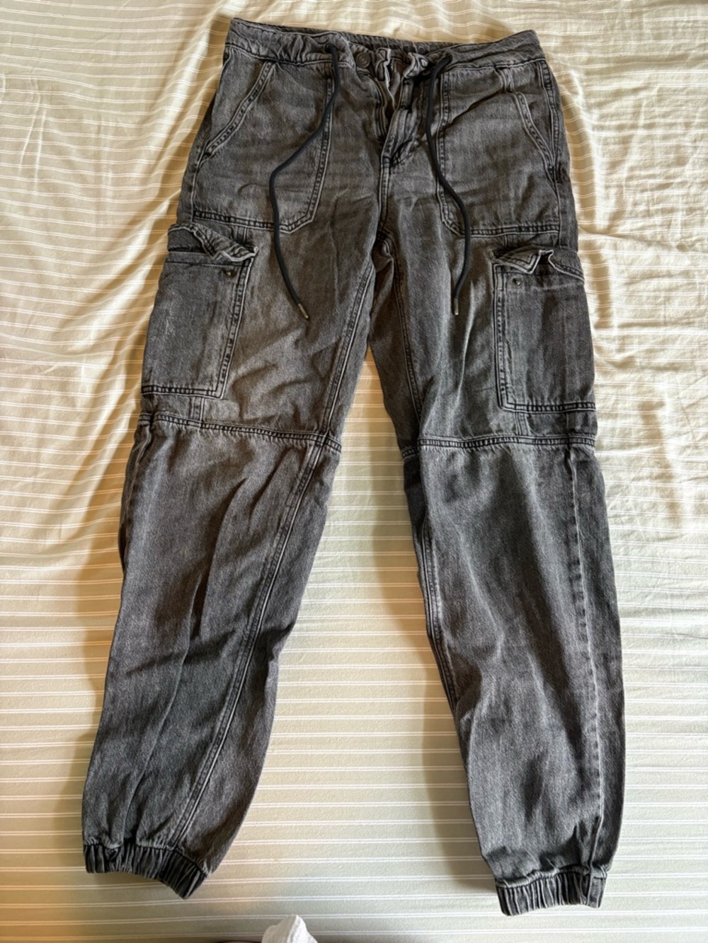 Washed Black Cargo Jogger Jeans